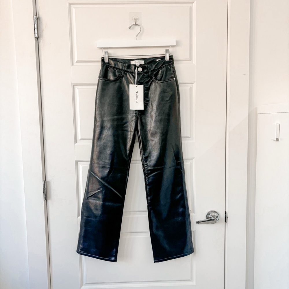 NEW Frame Le Jane cropped stretch-leather straight-leg pants - Picture 5 of 10